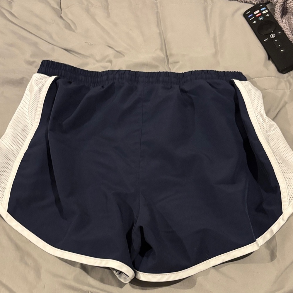 Under Armour Women's Dark Blue and White Athletic Shorts - Picture 3 of 5